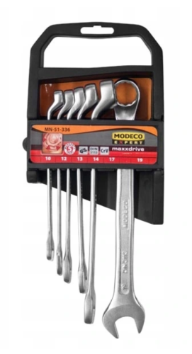 KOMPLET KLUCZY PŁASKO OCZKOWYCH 6 SZT 10-19MM MN-51-336 MODECO