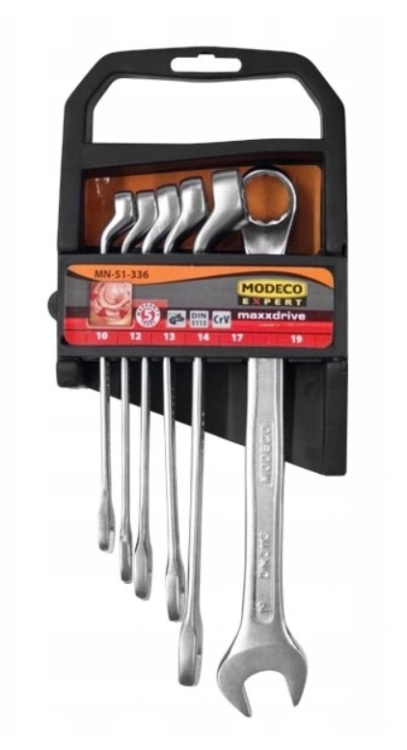 KOMPLET KLUCZY PŁASKO OCZKOWYCH 6 SZT 10-19MM MN-51-336 MODECO