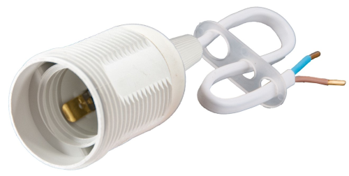 OPRAWKA Z TWORZYWA E27 BIAŁA Z PRZEWODEM 141051 PAWBOL