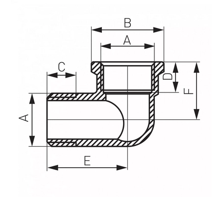 KOLANO MOSIĘŻNE CHROM 1/2* WZ K12C FERRO