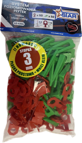 MARTEN ZESTAW KLIN 50SZT + KLIPS 3MM - 50SZT DO POZIOMOWANIA PŁYTEK INSTAR