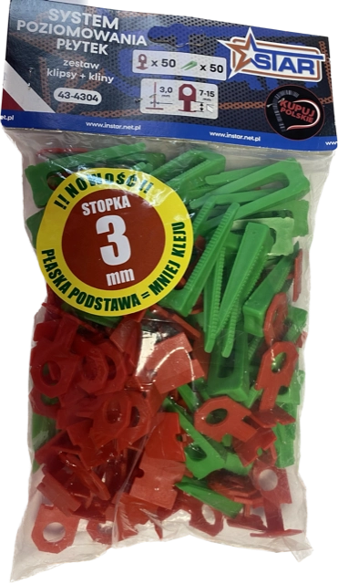 MARTEN ZESTAW KLIN 50SZT + KLIPS 3MM - 50SZT DO POZIOMOWANIA PŁYTEK INSTAR