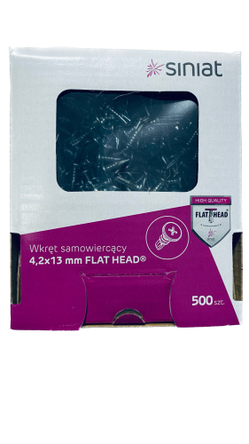 WKRĘT SAMOWIERCĄCY 4,2x13MM FLAT HEAD 500SZT SINIAT