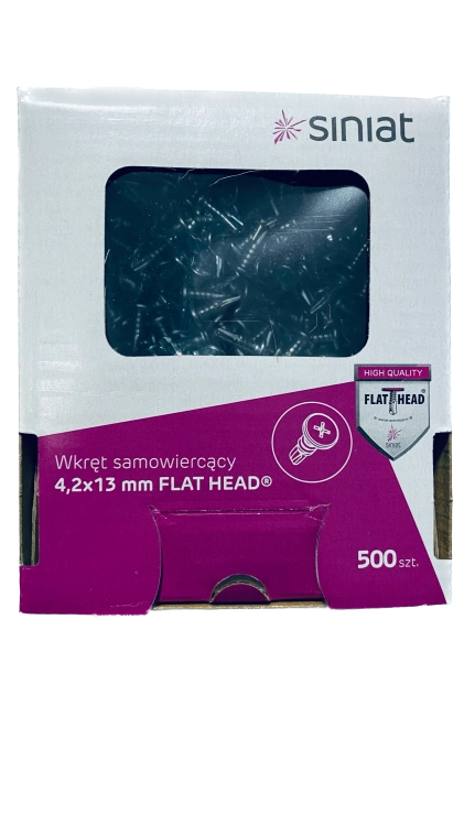 WKRĘT SAMOWIERCĄCY 4,2x13MM FLAT HEAD 500SZT SINIAT