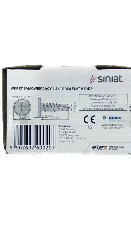 WKRĘT SAMOWIERCĄCY 4,2x13MM FLAT HEAD 500SZT SINIAT