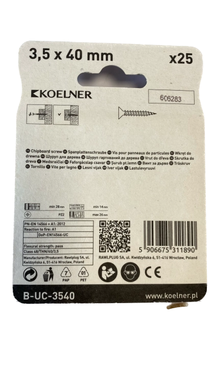 WKRĘTY DO DREWNA UTWARDZANE 3,5x40MM 25SZT KOELNER