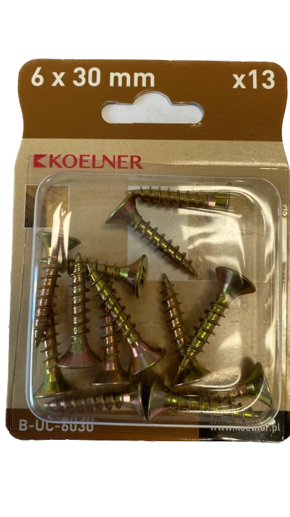 WKRĘTY DO DREWNA UTWARDZANE 6x30MM 13SZT KOELNER