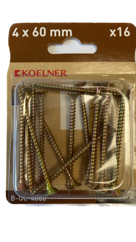 WKRĘTY DO DREWNA UTWARDZANE 4x60MM 16SZT KOELNER