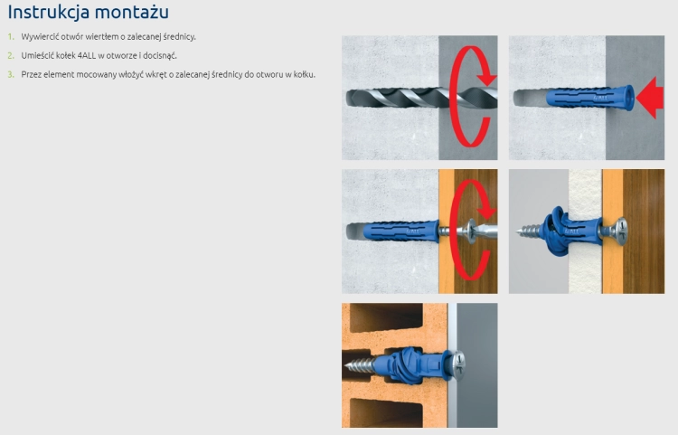 KOŁEK UNIWERSALNY 4ALL 6x60MM Z WKRĘTEM 8SZT RAWLPLUG