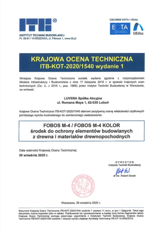 FOBOS IMPREGNAT OGNIOCHRONNY DO DREWNA M-4 25KG LUVENA