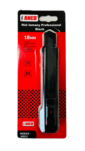 NÓŻ DO TAPET 18MM PROFESSIONAL BLACK H0231 ANED