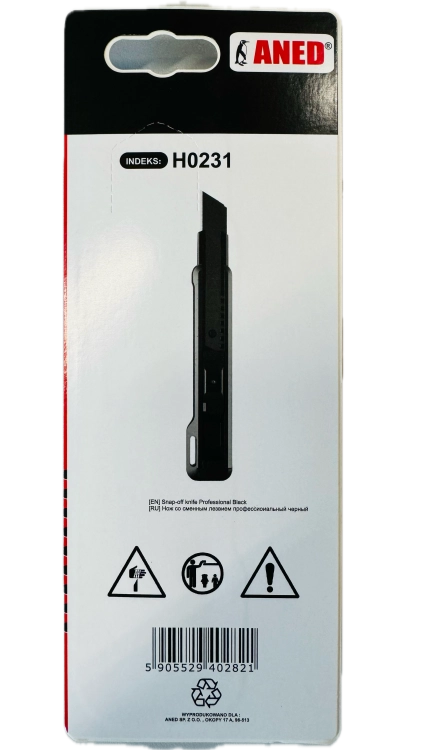 NÓŻ DO TAPET 18MM PROFESSIONAL BLACK H0231 ANED