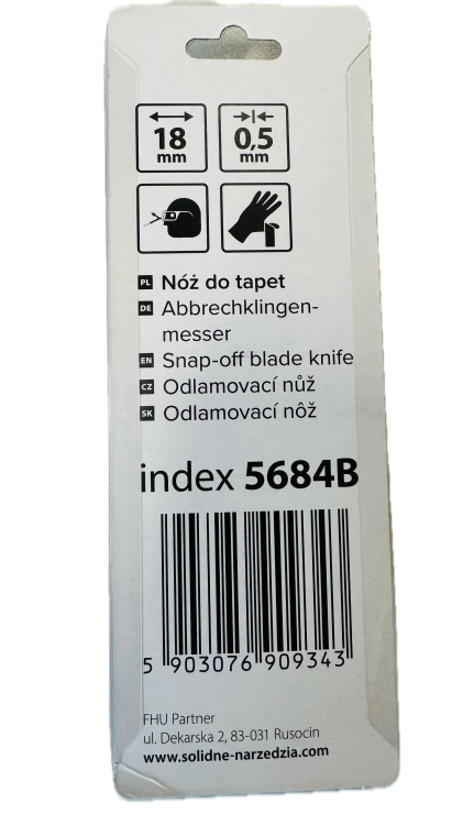 NÓŻ DO TAPET 18MM METALOWY GUMOWANY 5684B SOLID