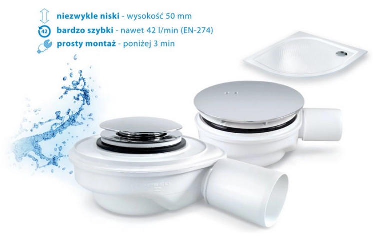 SYFON BRODZIKOWY SPEED2 FI50MM 42L/MIN CZYSZCZONY OD GÓRY AKCES