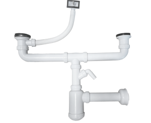 SYFON BUTELKOWY ZLEWOZMYWAKOWY 2-KOMOROWY SITKO METALOWE, ODEJŚCIE FI 40MM