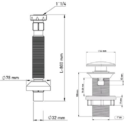 SYFON UMYWALKOWY YNIVERSAL+ CZYSZCZONY Z GÓRY KOREK KLIK-KLAK 114 Z SYFONEM UNIWERSALNYM-2.png