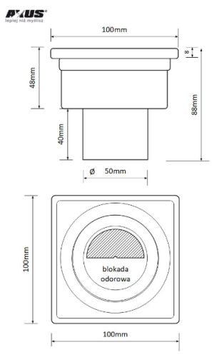 WPUST POSADZKOWY AXUS, ODEJŚCIE PIONOWE FI50, OBROTOWE, 10X10, STAL NIERDZEWNA-2.png