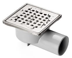 WPUST ŚCIEKOWY, ODEJŚCIE POZIOME FI50, OBROTOWE 360°, 10X10CM STAL NIERDZEWNA