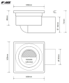 WPUST ŚCIEKOWY, ODEJŚCIE POZIOME FI50, OBROTOWE 360°, 10X10CM STAL NIERDZEWNA-2.png