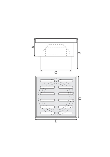 KRATKA KANALIZACYJNA 10X10CM ODPŁYW DOLNY FI50, PLASTIKOWA BIAŁA -2.jpg
