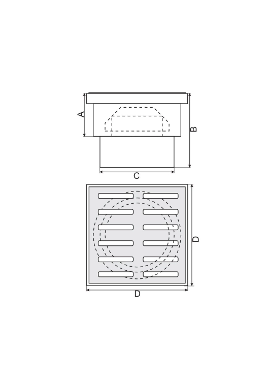 KRATKA KANALIZACYJNA 10X10CM ODPŁYW DOLNY FI50, PLASTIKOWA BIAŁA -2.jpg
