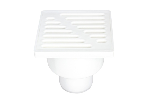 KRATKA KANALIZACYJNA 10X10CM ODPŁYW DOLNY FI50, PLASTIKOWA BIAŁA.jpg