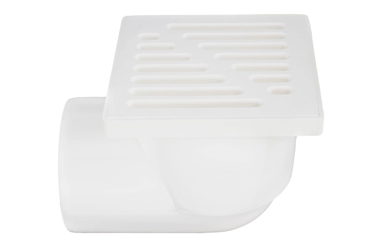KRATKA KANALIZACYJNA 10X10CM ODPŁYW BOCZNY FI50 PLASTIKOWA BIAŁA.jpg