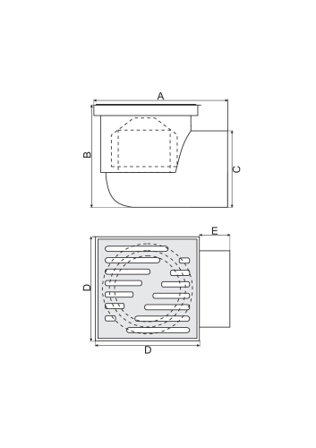 KRATKA KANALIZACYJNA 10X10CM ODPŁYW BOCZNY FI50 PLASTIKOWA BIAŁA-2.jpg