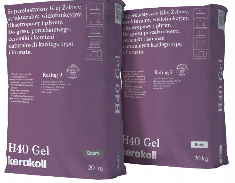 KERAKOLL SUPERELASTYCZNY KLEJ ŻELOWY H40 GEL SZARY 20KG