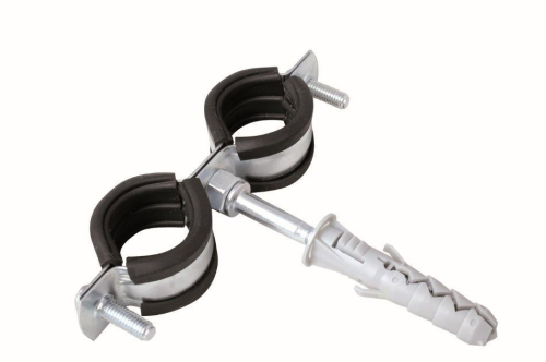 HYDROLAND UCHWYT DO RUR PODWÓJNY Z GUMĄ 1/2″ UR2G15