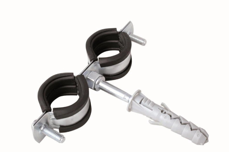 HYDROLAND UCHWYT DO RUR PODWÓJNY Z GUMĄ 1/2″ UR2G15