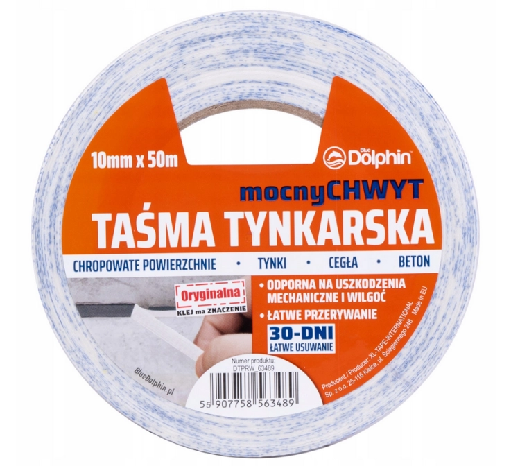 TAŚMA  TYNKARSKA 30DNI MOCNY CHWYT 10MMx50M  BLUE DOLPHIN