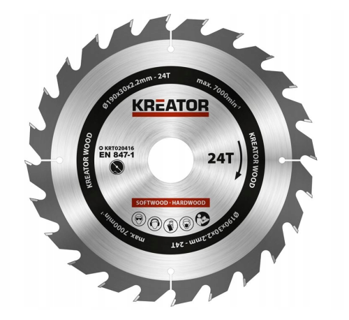 KREATOR PIŁA TARCZOWA DO CIĘCIA DREWNA WIDIOWA 190X30X2,2X24Z KRT020416