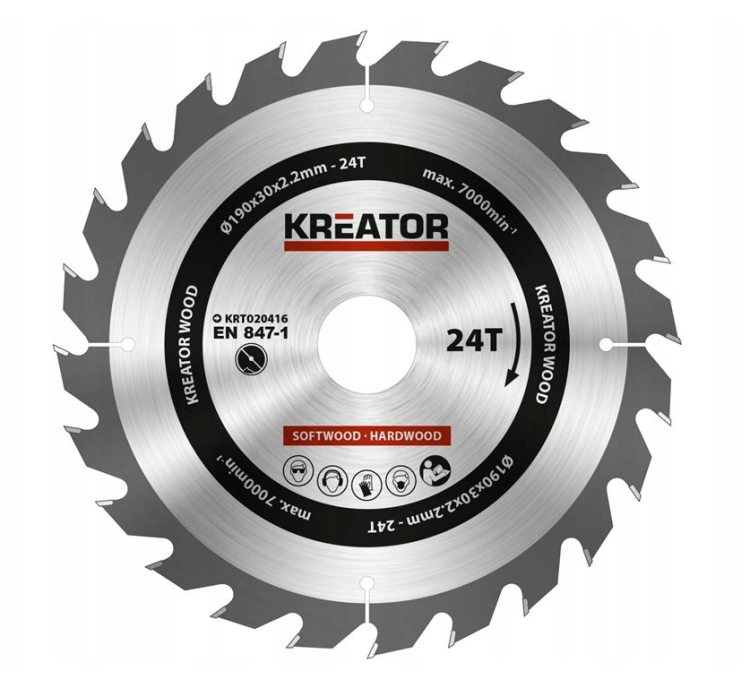 KREATOR PIŁA TARCZOWA DO CIĘCIA DREWNA WIDIOWA 190X30X2,2X24Z KRT020416