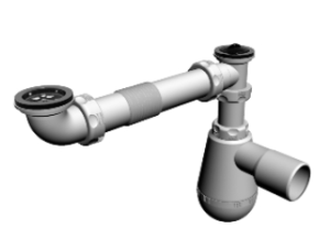 SYFON ZLEWOZMYWAKOWY 2-KOMOROWE  Z METALOWYM SITKIEM  FI50 19951  AKCES