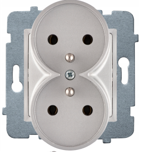 ROSA GNIAZDO PODWÓJNE Z/U BEZ RAMKI SREBRNY POLMARK