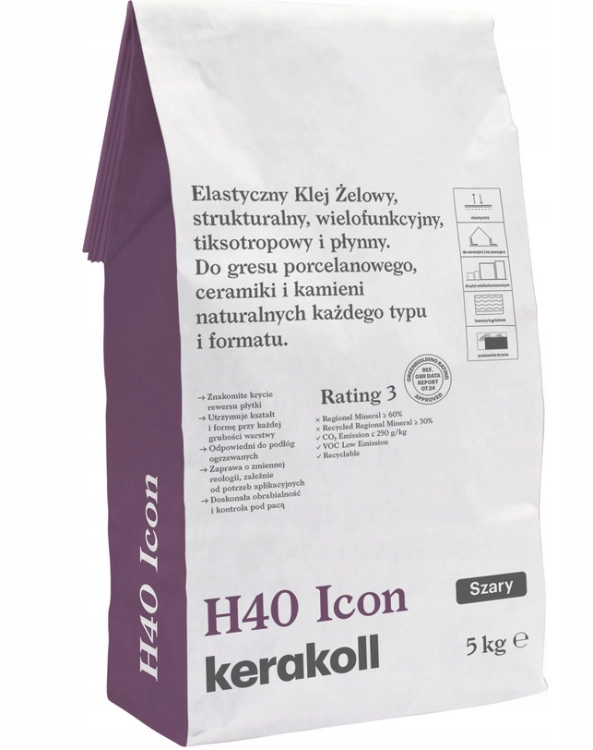 KERAKOLL H40 ICON SZARY KLEJ ELASTYCZNY ŻELOWY WIELOFUNKCYJNY  5KG