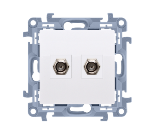SIMON10 GNIAZDO ANTENOWE TYPU F PODWÓJNE BIAŁE  GPA-2 KONTAKT SIMON