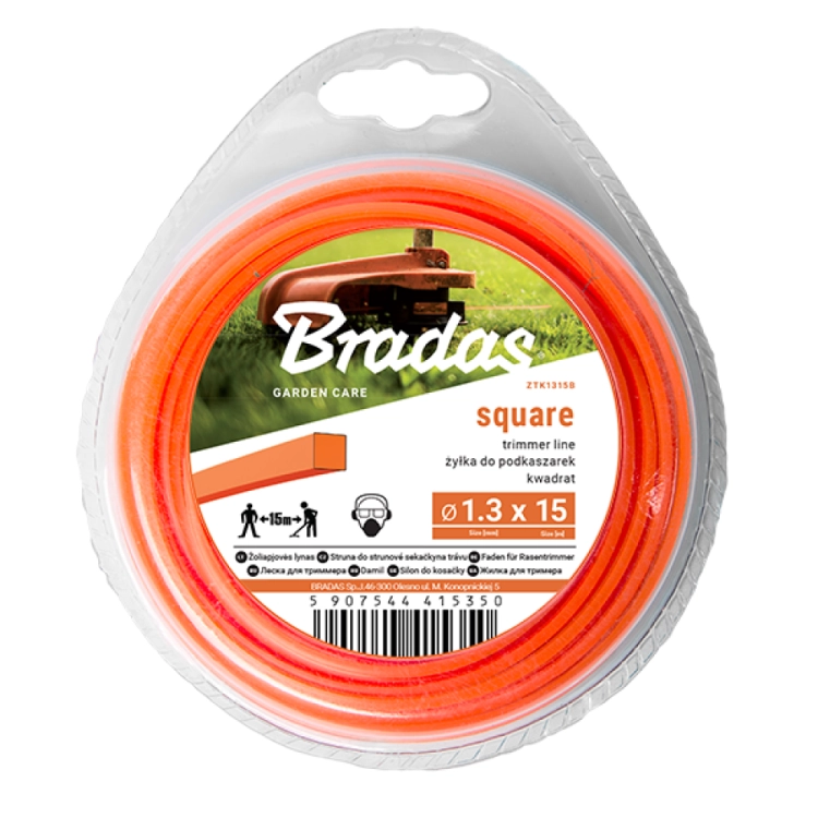 BRADAS ŻYŁKA TRIMMER DO KOSIAREK 2,4X15MB KWADRAT ZTK2415B