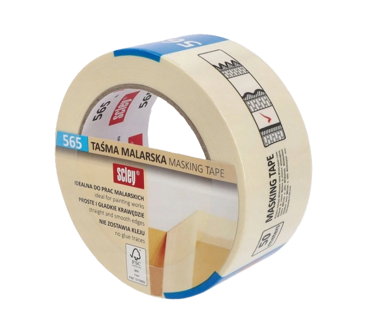 TAŚMA MALARSKA 48MMx50MB ŻÓŁTA  KLEJ KAUCZUKOWY 565 SCLEY