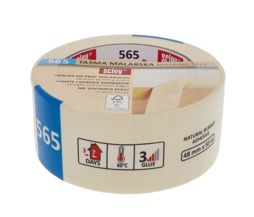 TAŚMA MALARSKA 48MMx50MB ŻÓŁTA  KLEJ KAUCZUKOWY 565 SCLEY