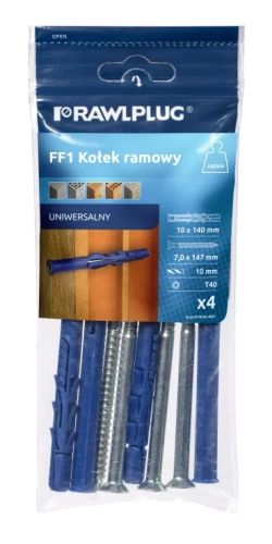 KOŁEJ RAMOWY Z OCYNKOWANYM WKRĘTEM Z ŁBEM STOŻKOWYM R-FF1 10x140MM 4SZT. RAWLPLUG
