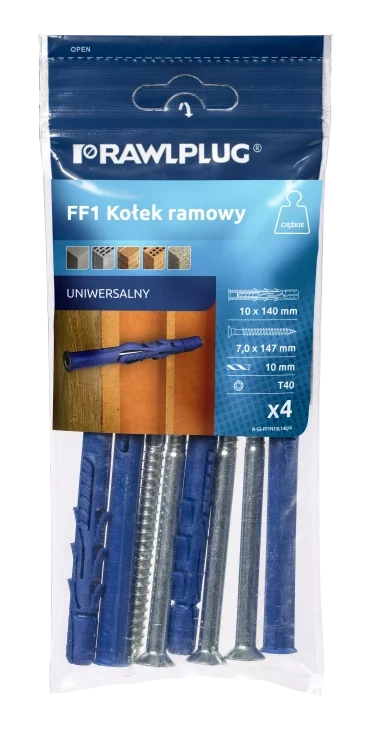 KOŁEJ RAMOWY Z OCYNKOWANYM WKRĘTEM Z ŁBEM STOŻKOWYM R-FF1 10x140MM 4SZT. RAWLPLUG