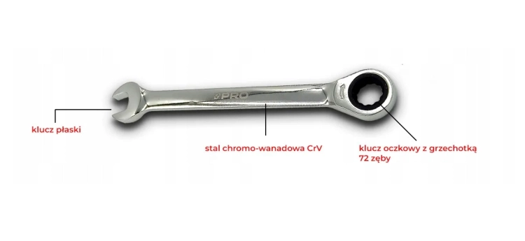 PRO KLUCZ PŁASKO-OCZKOWY Z GRZECHOTKĄ   14 MM  WK-14CRV-POG