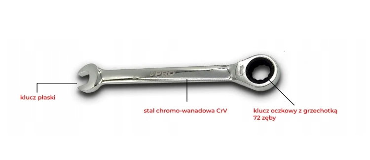 PRO KLUCZ PŁASKO-OCZKOWY Z GRZECHOTKĄ   8 MM  WK-8CRV-POG