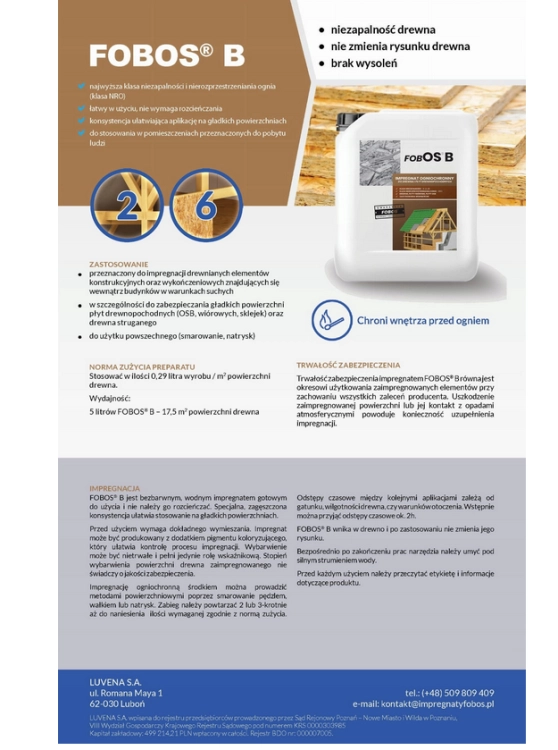FOBOS B  IMPREGNAT OGNIOCHRONNY BEZBARWNY 5L