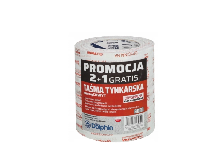 TAŚMA MALARSKA 2×48 mm × 50 m + 1 GRATIS TYNKARSKA BIAŁA (wielopak) BLUE DOLPHIN