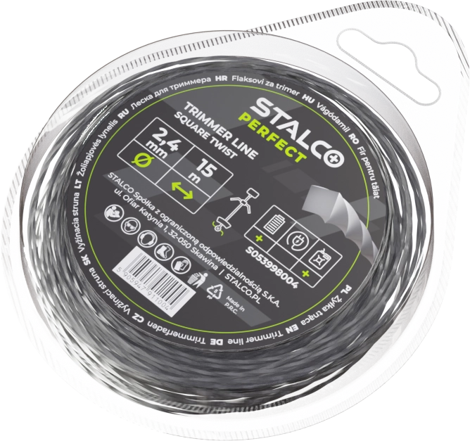 STALCO PERFECT Żyłka do Kosy Square Twist 2,4 mm × 15 m Kwadratowa S053998004