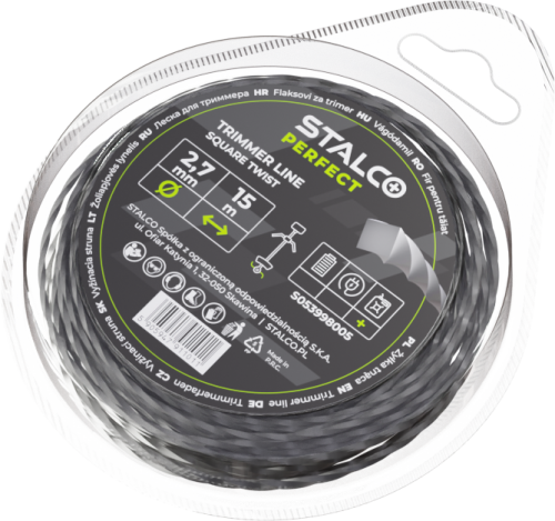STALCO PERFECT Żyłka do Kosy Square Twist 2,7 mm × 15 m Kwadratowa S053998005