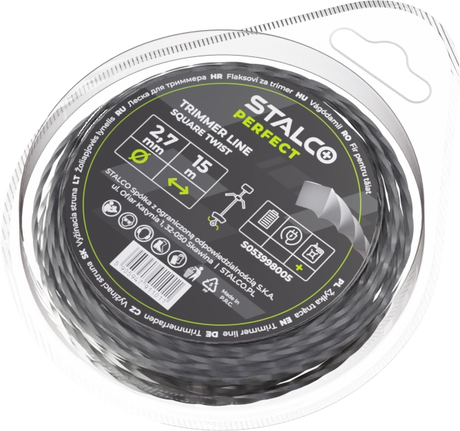 STALCO PERFECT Żyłka do Kosy Square Twist 2,7 mm × 15 m Kwadratowa S053998005